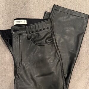 Abercrombie & Fitch Dark Faux Leather Trousers